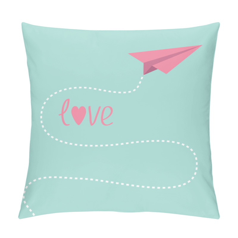 Personality  Origami Pink Paper Plane. Dash Line In The Sky. Love Card. Pillow Covers