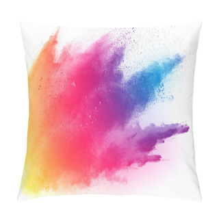 Personality  Abstract Multicolored Powder Splatted On White Background,Freeze Motion Of Color Powder Exploding Pillow Covers