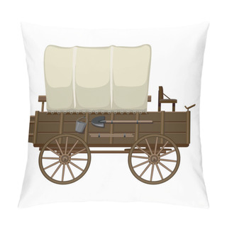 Personality  Western Carriage Vector Icon.Cartoon Vector Icon Isolated On White Background Western Carriage. Pillow Covers