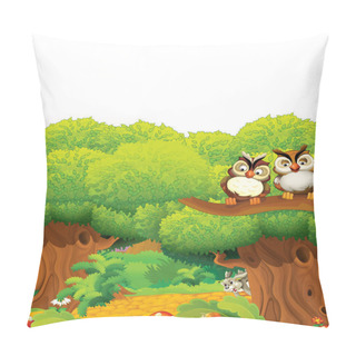 Personality  Cartoon Scene With Rabbit On A Farm Having Fun On White Background - Illustration For Children Pillow Covers
