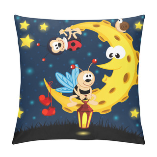 Personality  Insects On The Moon Vector Pillow Covers