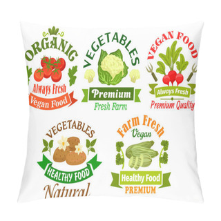 Personality  Organic Vegan Food Emblems. Vegetarian Vegetables Pillow Covers