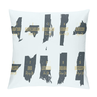Personality  Set 2 Of 5 Highly Detailed Vector Silhouettes Of USA State Maps  Pillow Covers