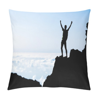 Personality  Success Man Silhouette, Backpacker In Mountains Pillow Covers