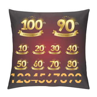 Personality  Set 100, 90, 80, 70, 60, 50, 40, 30, 20, 10 Years Design Template. Anniversary Vector And Illustration Template Pillow Covers