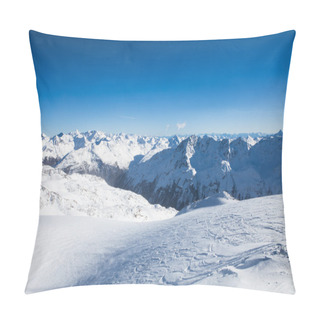 Personality  Winter Landscape Of A Ski Resort In The Alps Pillow Covers