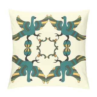 Personality  Ornamental Vector Illustration Of Mythological Birds. Folkloric Motive. Fairy Tales, Stories, Myths And Legends Decoration. Pillow Covers