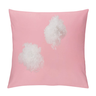 Personality  White Fluffy Clouds Made Of Cotton Wool Isolated On Pink Pillow Covers