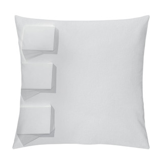 Personality  Top View Of Blank Cards On White Background With Copy Space Pillow Covers