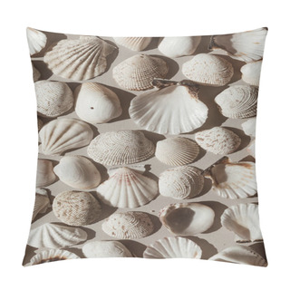 Personality  Neutral Beige And White Seashells Pattern Background Pillow Covers
