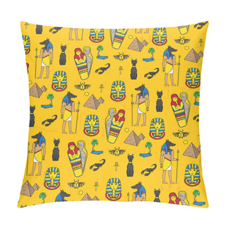 Personality  Seamless Pattern With Egyptean Elements Such As Anubis, Mummy, P Pillow Covers