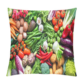 Personality  Food Background With Assortment Of Fresh Organic Vegetables Pillow Covers