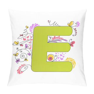 Personality  Colorful Floral Alphabet. Letter E Pillow Covers