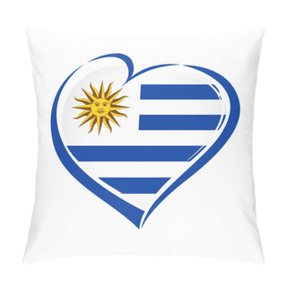 Personality  Love Uruguay Emblem With Heart In National Flag Color. National Holiday In Uruguay 25 August Vector Greetings Card. Celebration Uruguayan Anniversary Independence  From The Empire Of Brazil 1825 Pillow Covers