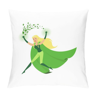 Personality  Cute Eco Superhero Girl With Super Strength Pillow Covers