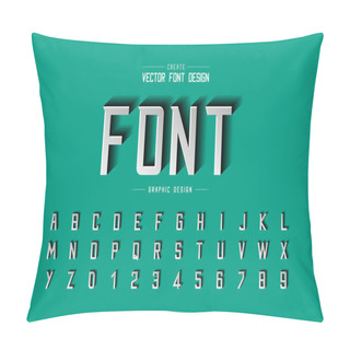 Personality  Font Paper Cut And Alphabet Vector, Script Modern Typeface And Letter Number Design, Graphic Text On Green Background Pillow Covers