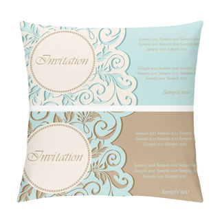 Personality  Vintage Invitations With Circle And Floral Elements Pillow Covers