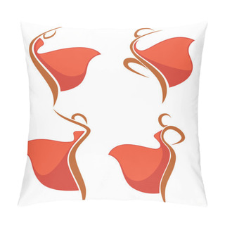 Personality  Dancing Girls In Red Dresses Pillow Covers