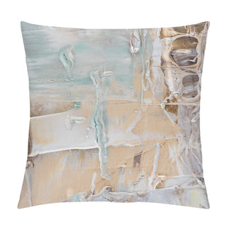 Personality  Abstract Background With Beige And Light Blue Brush Strokes Of Oil Paint Pillow Covers