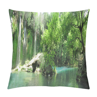 Personality  Waterfall Cascade Panorama In Deep Forest Pillow Covers