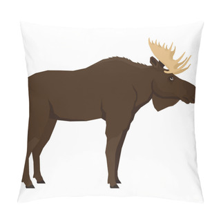 Personality  Brown Moose Forest Wild Life Isolated Object Vector Animals Geometric Style Pillow Covers