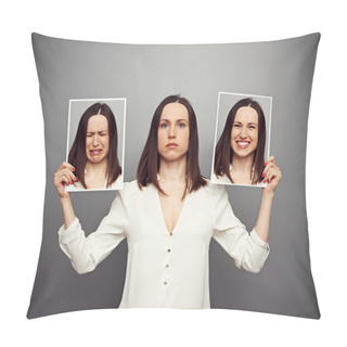 Personality  Woman Hiding Her Emotions Pillow Covers