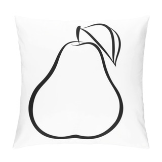 Personality  Vector Monochrome Illustration Of Pear Logo. Pillow Covers