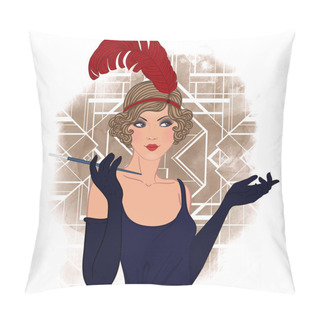 Personality  Retro Woman Of Twenties Pillow Covers