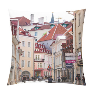 Personality  TALLINN, ESTONIA- JUNE 16: A Crowd Of Tourists Visit The Old City On June 16, 2012 In Tallinn, Estonia Pillow Covers