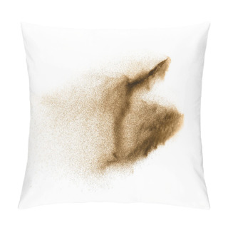 Personality  Dry River Sand Explosion. Golden Colored Sand Splash Agianst White Background. Pillow Covers