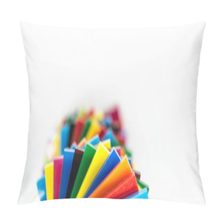 Personality  Stack Of Coloured Cast Acrylic Sheet On White Background, Top View Pillow Covers