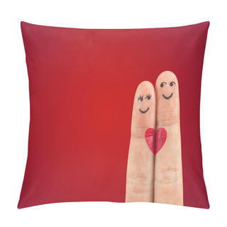 Personality  A Happy Couple In Love With Painted Smiley And Hugging Pillow Covers