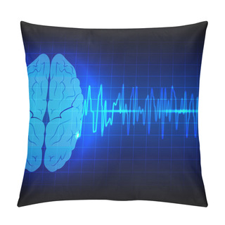 Personality  Abstract Brain Wave Concept  On Blue Background Technology Pillow Covers