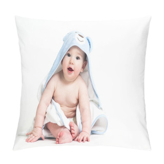 Personality  Cute Baby In A Towel Isolated On White Background Pillow Covers