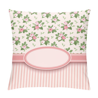 Personality  Vintage Card With Roses And Stripes. Vector Illustration. Pillow Covers