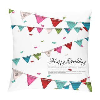 Personality  Vector Birthday Card With Confetti And Bunting Flags. Pillow Covers