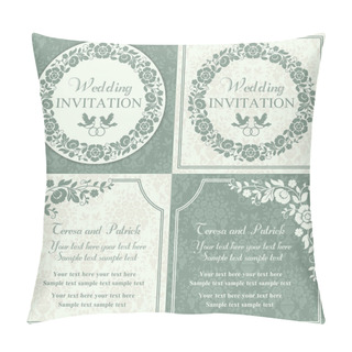 Personality  Baroque Wedding Invitation Set, Blue And Beige Pillow Covers