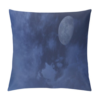 Personality  Cloudy Night Sky With A Half Moon Pillow Covers