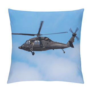Personality  Radom, Poland - August 26, 2023: Polish Special Forces GROM Sikorsky S-70 UH-60 Black Hawk Utility Transport Helicopter. Aviation And Military Rotorcraft. Pillow Covers