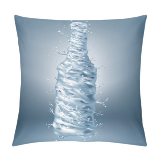 Personality  Vector 3d Realistic Illustration Of Pure Water Swirling Around The Bottle, Advertising Of Alcohol, Mockup Of Container. Pillow Covers