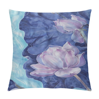 Personality  The Lotuses. Batik. Decorative Composition Of Flowers, Leaves, Buds. Use Printed Materials, Signs, Items, Websites, Maps, Posters, Postcards, Packaging. Pillow Covers