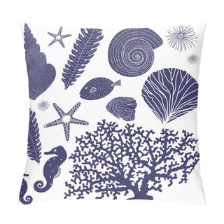 Personality  Vector Set Of Marine Elements. Pillow Covers