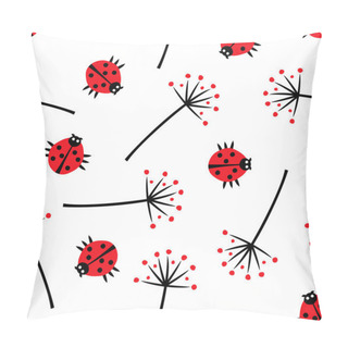 Personality  Ladybugs With Dandelions Seamless Pattern Pillow Covers