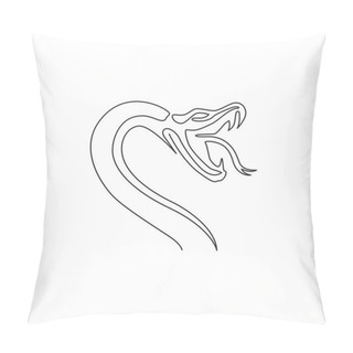 Personality  One Continuous Line Drawing Of Venomous Snake For Reptile Animal Lover Club Logo. Deadly King Cobra Mascot Concept For Dangerous Snake Lover Group Icon. Single Line Draw Design Vector Illustration Pillow Covers
