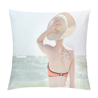 Personality  Girl In A Hat Against Sea. On The Back Is Painted Sun Pillow Covers