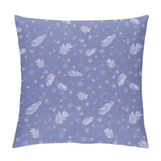 Personality  Winter Repeated Pattern With Snow And Feathers, Watercolor Pillow Covers