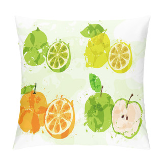 Personality  Set Of Colorful Fresh Fruit Stains Pillow Covers