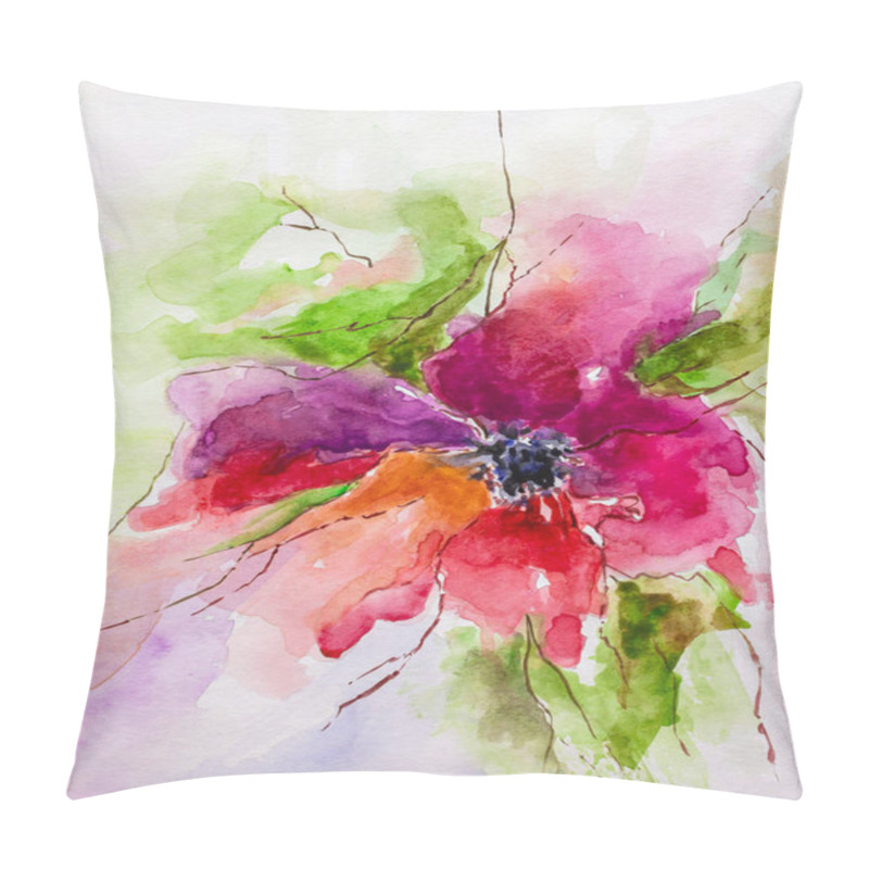 Personality  Watercolor flower painting. Watercolor floral background. Card. Wedding invitation template. Flower card. impressionism style, color texture, paint strokes, art background. Modern Art. pillow covers