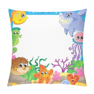 Personality  Frame With Underwater Animals 2 Pillow Covers