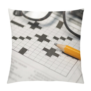 Personality  Cross Word Puzzle Pencil And Glasses Pillow Covers